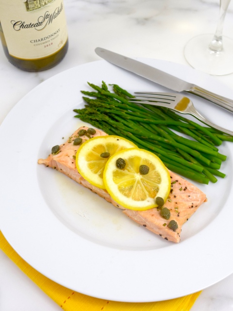 Salmon with Lemon, Capers, & Rosemary